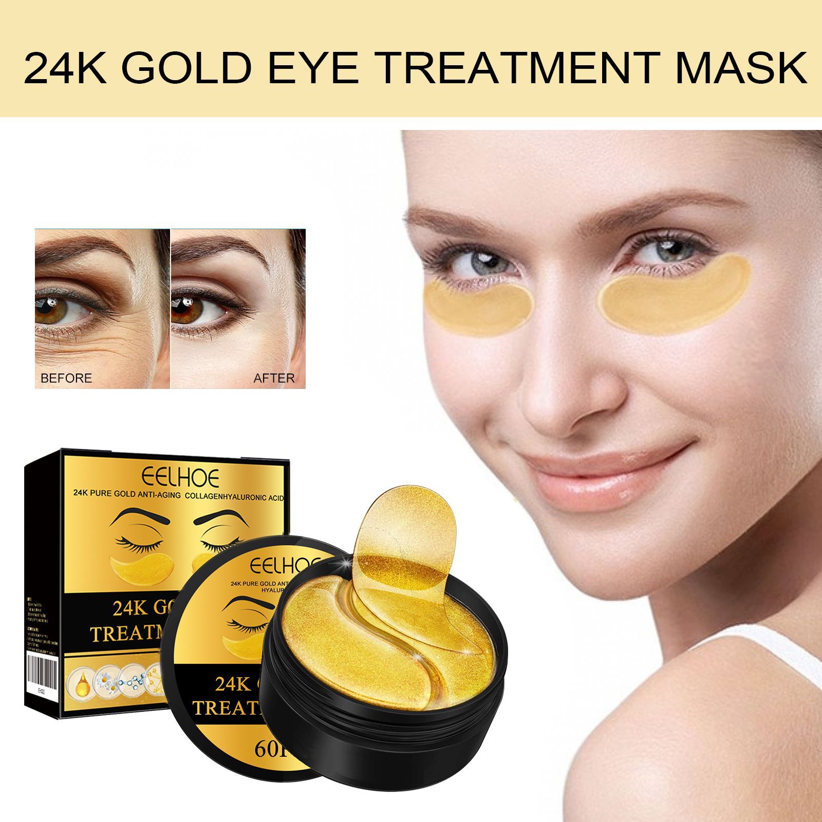24K Gold Infused Luxury Eye Ma - Luxury Skincare Line recension och pris