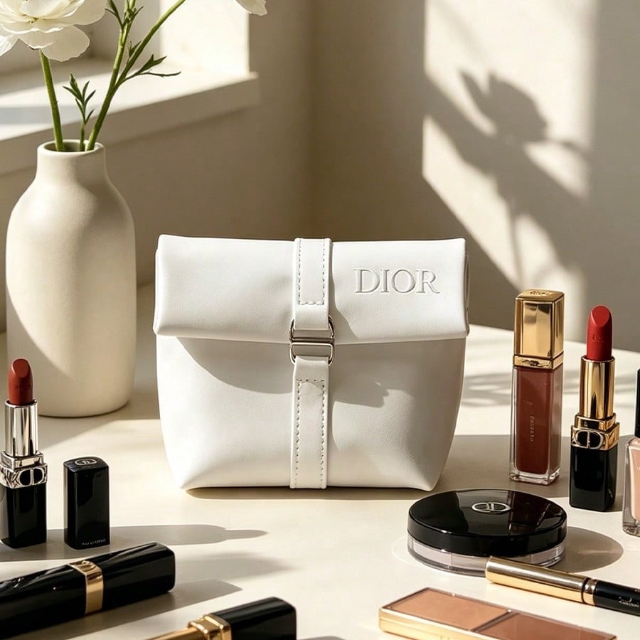 Dior’s Bag White Cosmetic Bag  - Luxury Skincare Samples recension och pris
