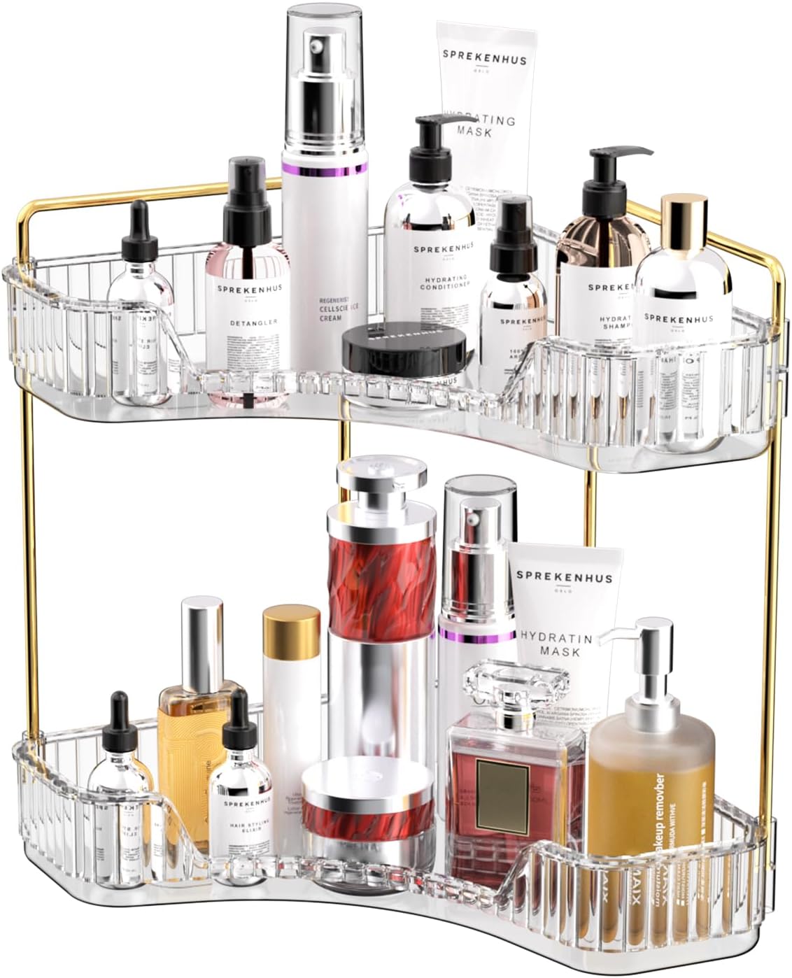 2-Tier Clear Bathroom Organize - Luxury Skincare Tray recension och pris