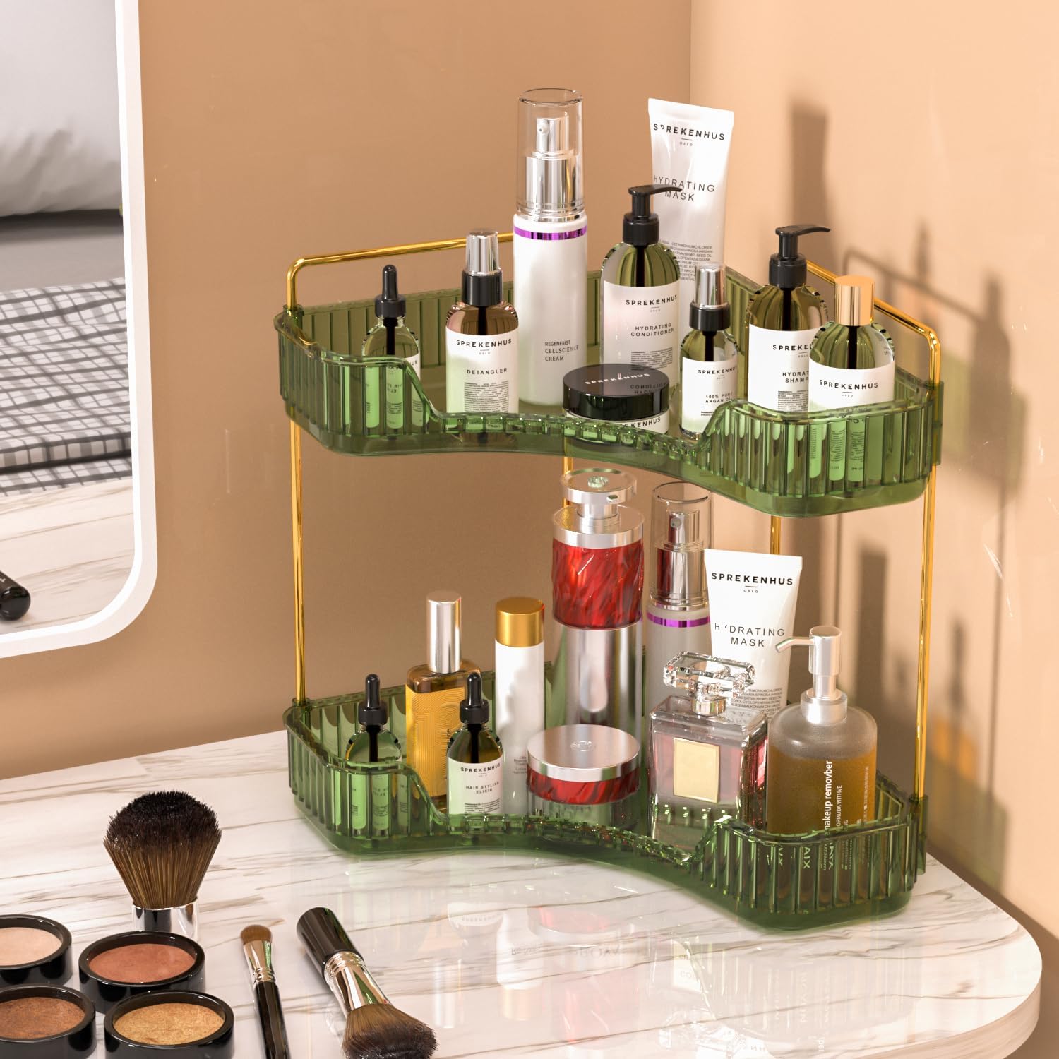 2-Tier Clear Bathroom Organize - Luxury Skincare Tray recension och pris