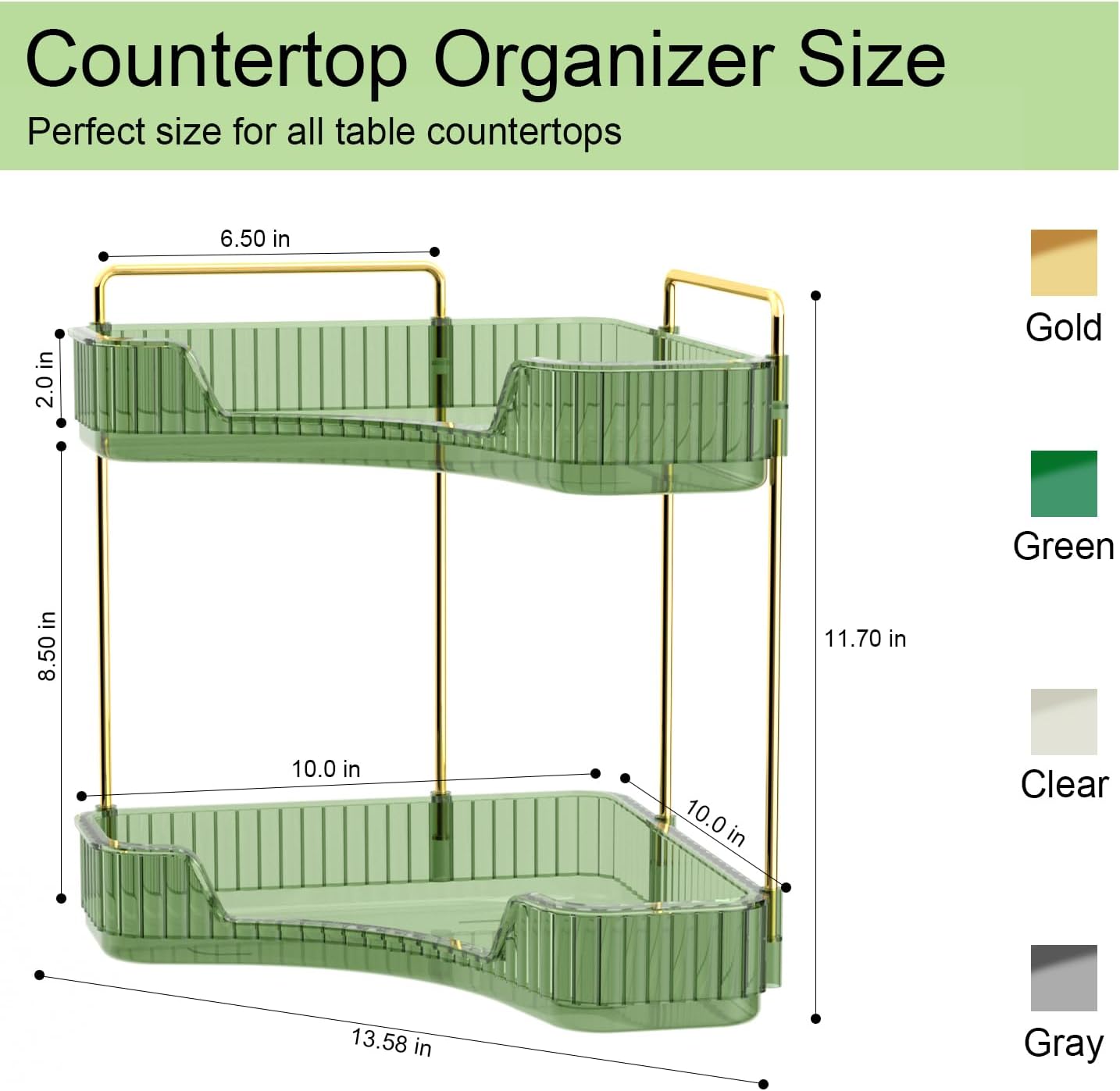 2-Tier Clear Bathroom Organize - Luxury Skincare Tray recension och pris