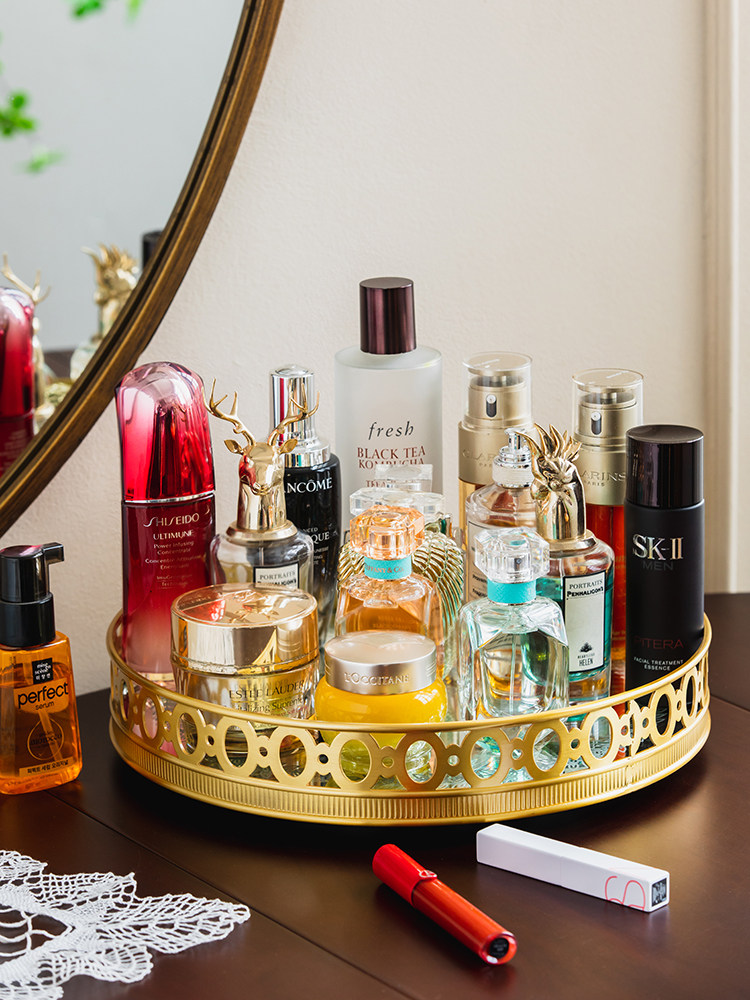 Light luxury mirror brass rota - Luxury Skincare Tray recension och pris